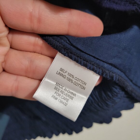 NWT Modcloth Gathered Ruched Crop Top Tie Shoulder Straps Navy Blue Large - Picture 7 of 7